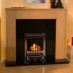 The New England Light Granite Fireplace with Adam Radiant Silver Gas Fire