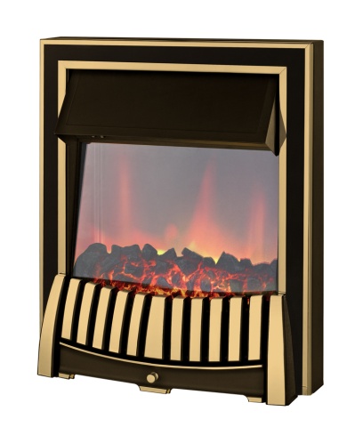 Adam Elan Electric Fire, Brass, Coal Bed