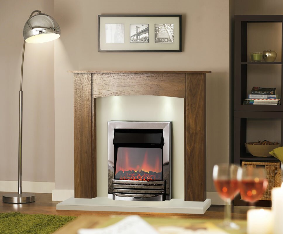 Adam Stanford Walnut Fireplace Suite with Chrome Electric Fire with