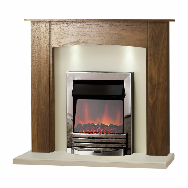 Adam Stanford Walnut Fireplace Suite with Chrome Electric Fire with