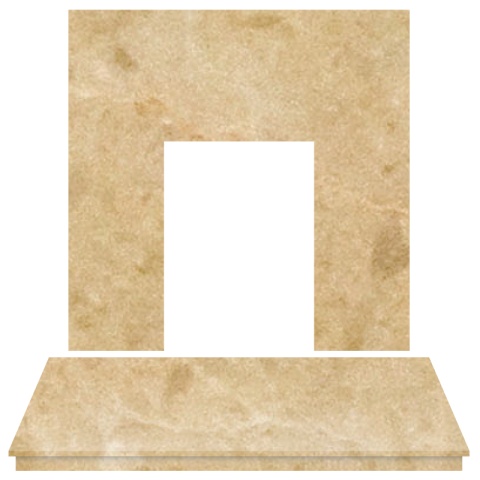 Aurora Fireplace Back Panel and Hearth, 48 Inch, Marble, Botticino
