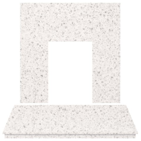 Aurora Fireplace Back Panel and Hearth, 54 Inch, Marble, China White