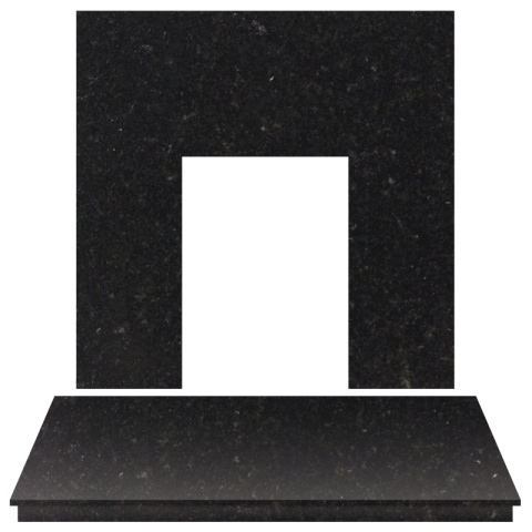 Aurora Fireplace Back Panel and Hearth, 48 Inch, Granite, Black