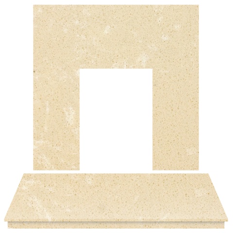Aurora Fireplace Back Panel and Hearth, 48 Inch, Marble, Roman Stone