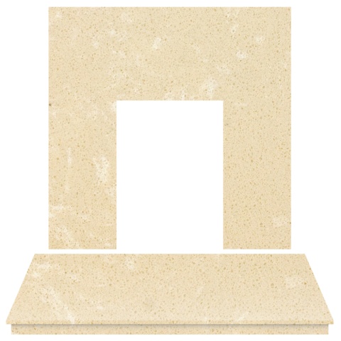 Aurora Fireplace Back Panel and Hearth, 48 Inch, Marble, Roman Stone
