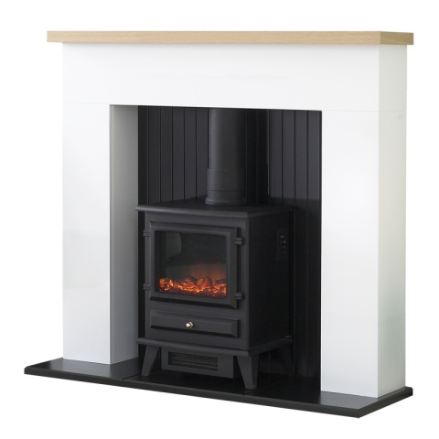 Innsbruck White Electric Stove Fireplace Suite