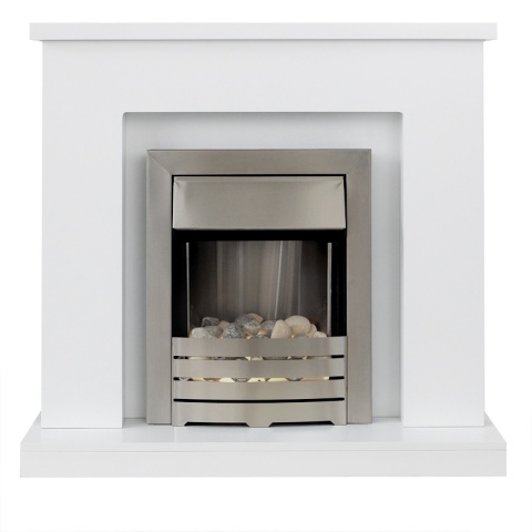 Adam Lomond Fireplace Suite in White with Helios Electric Fire, 39 Inch