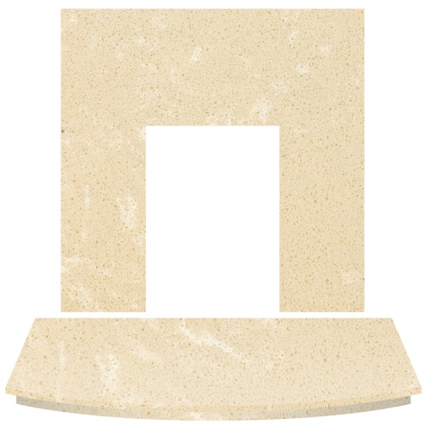 Aurora Fireplace Back Panel and Curved Hearth, 54 Inch, Marble, Roman Stone
