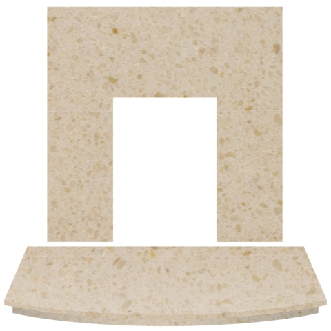 Aurora Fireplace Back Panel and Curved Hearth, 54 Inch, Marble, Marfil Stone