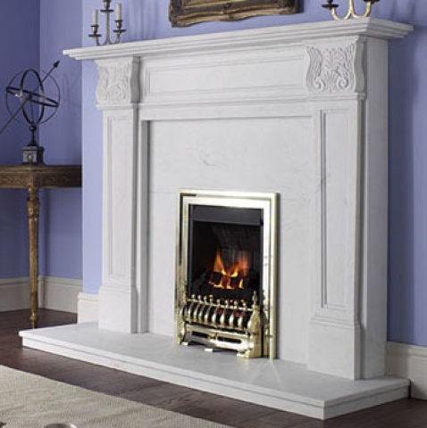Aurora Acantha 60 Marble Fireplace Surround in Natural White