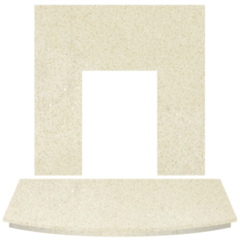Aurora Back Panel and Curved Hearth, 54 Inch, Marble, Honey Creme