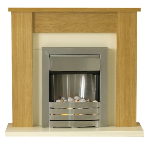 Solus Oak Veneer Fireplace Suite with Helios Electric Fire, 39 Inch