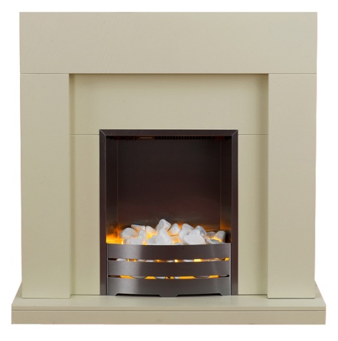 Adam Boston Ivory Electric Fireplace Suite