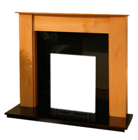 Adam Capri Fire Surround Set, Beech, Granite Back Panel and Hearth, Black