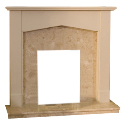 Adam Tudor Fire Surround Set, Marble Back Panel and Hearth, Botticino