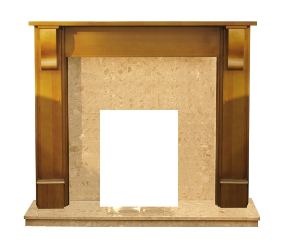 Adam Corbel Surround Set, Pine, Marble Back Panel and Hearth, Botticino