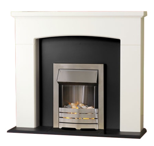 Derwent Ivory and Black Electric Fireplace Suite with Helios Electric Fire
