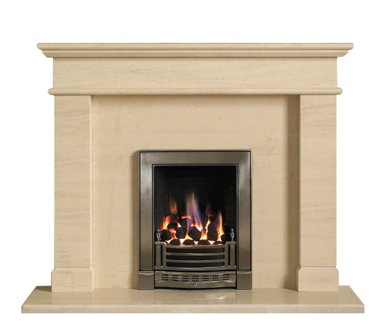  Faro Limestone Fireplace with Solid Fuel