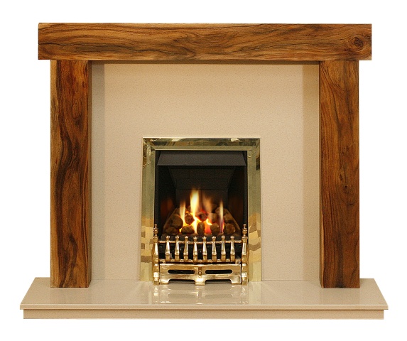 Adam Fenchurch Fire Surround Set, Marble Back Panel and Hearth, Marfil