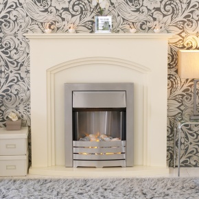 The Truro Ivory Fireplace with Adam Helios Electric Fire