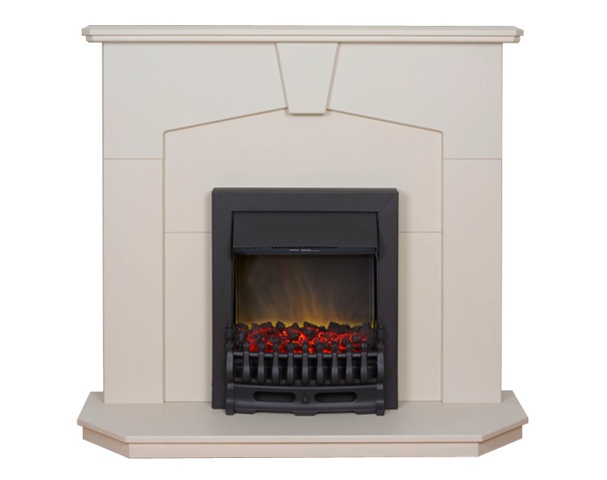 Adam Abbey Electric Fireplace Suite, Stone Effect , Adam Electric Fire, Black