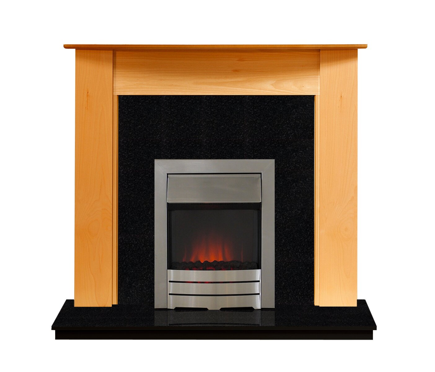 Adam Capri Beech Fireplace Suite with Colorado Steel Electric Fire, 48