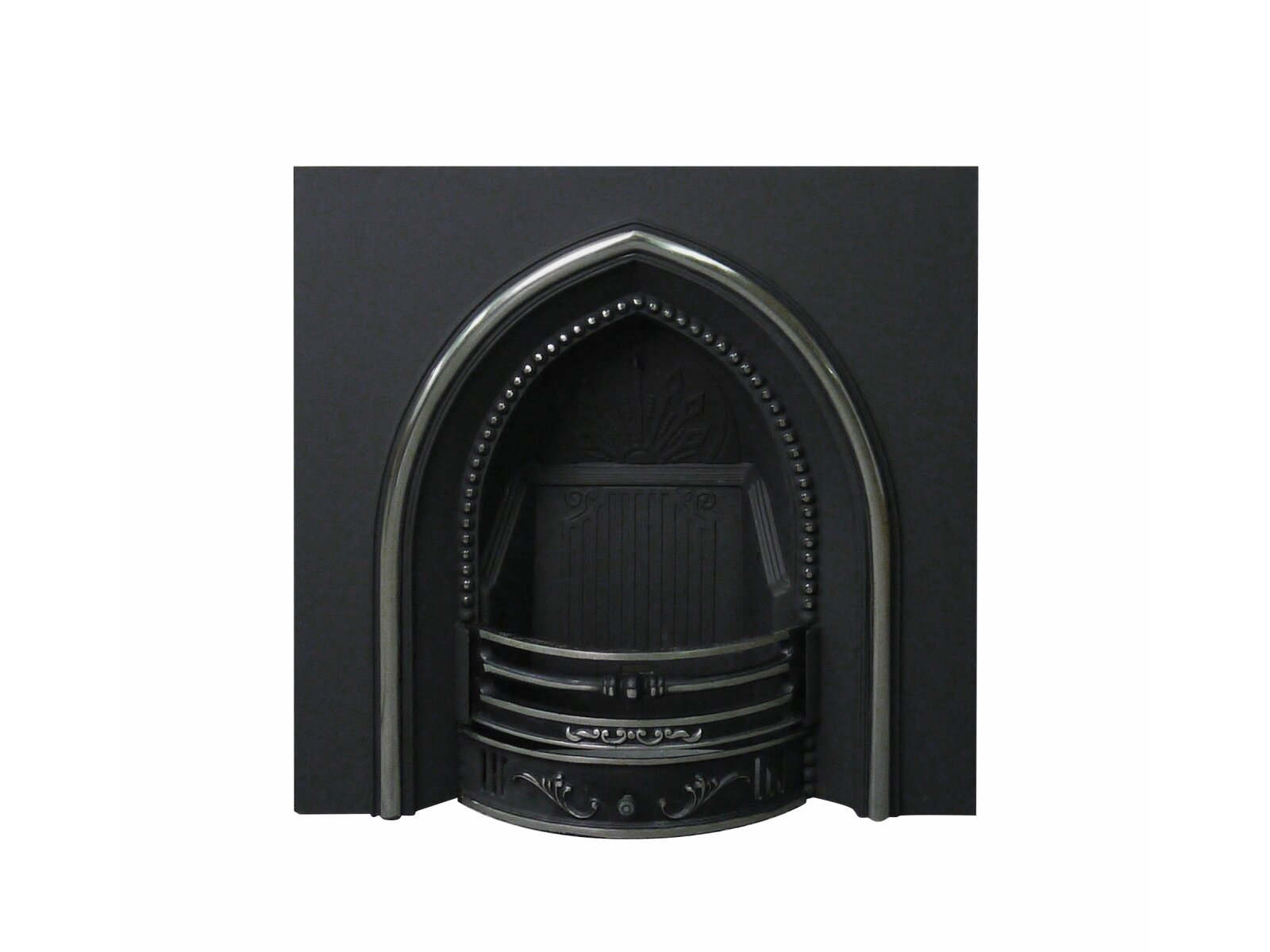 Gothic Cast Iron Fireplace Back Panel Set, 38 Inch Fireplace World