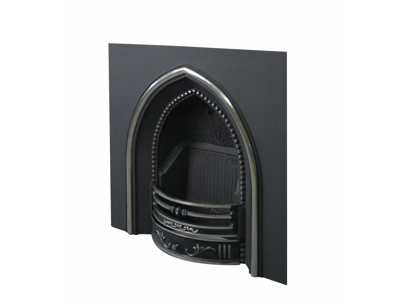 Gothic Cast Iron Fireplace Back Panel Set, 38 Inch Fireplace World