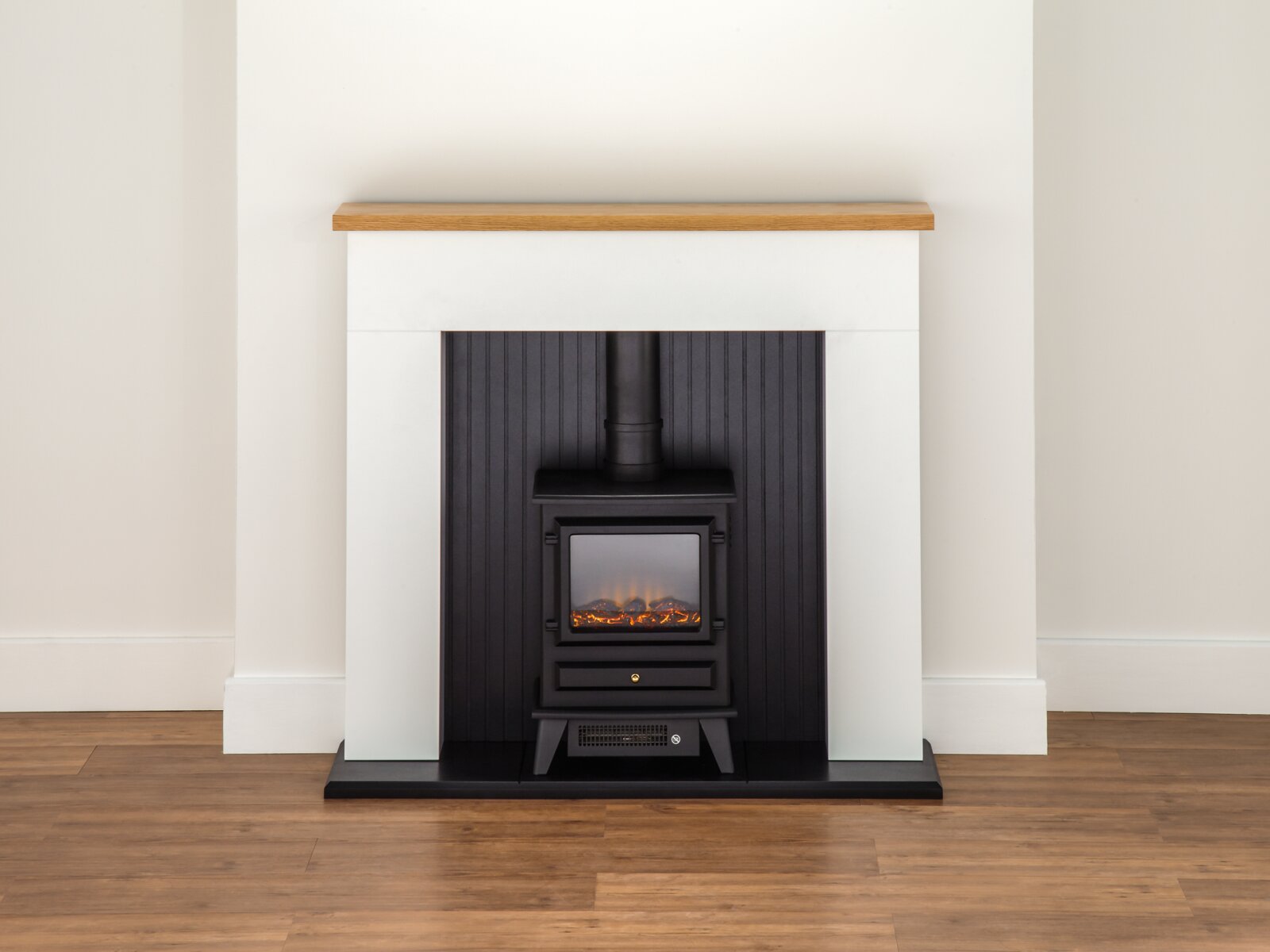 Adam Innsbruck Stove Suite in Pure White with Hudson Electric Stove, 48