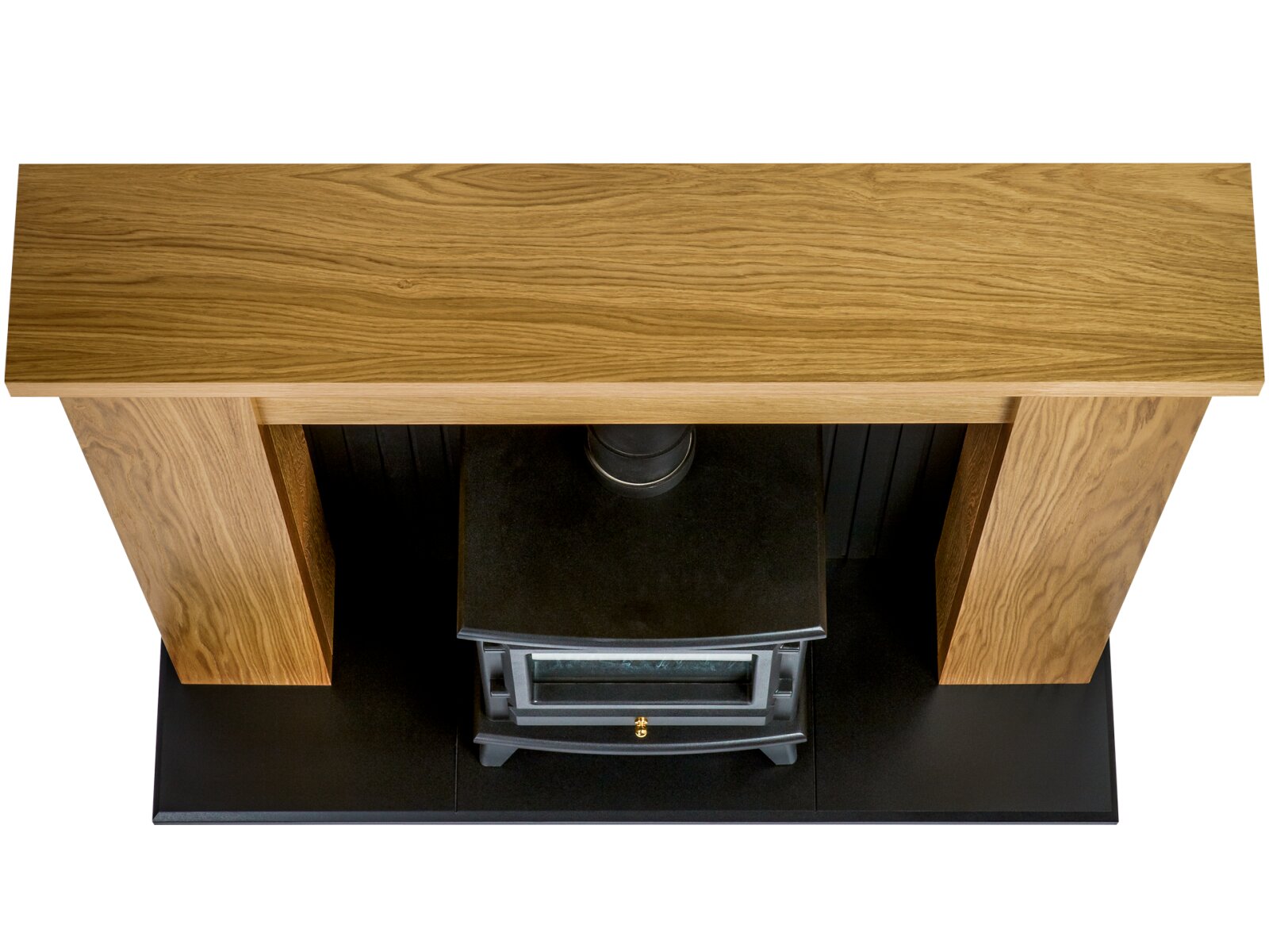 Adam New England Fireplace Suite in Oak with Hudson Electric Stove in