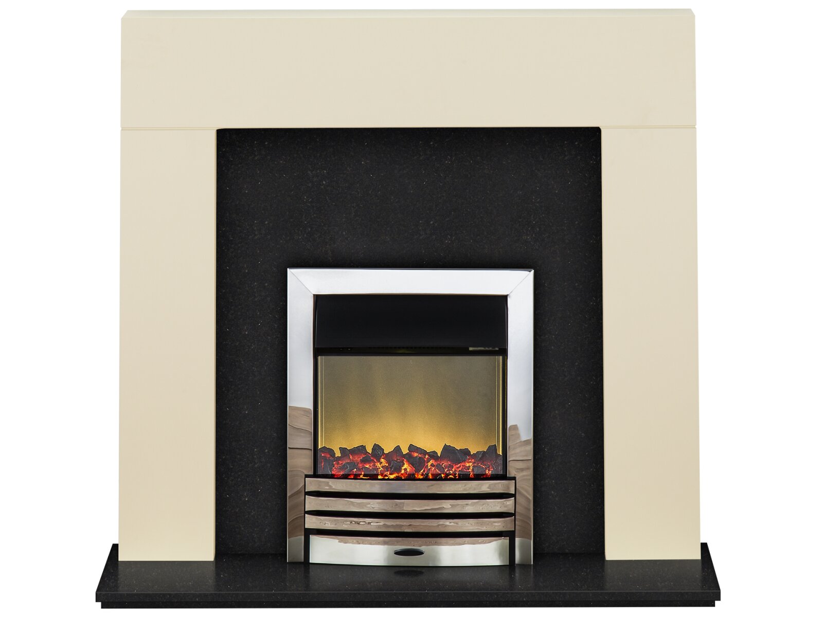 Adam Miami Fireplace Suite in Cream and Granite with Eclipse Chrome 