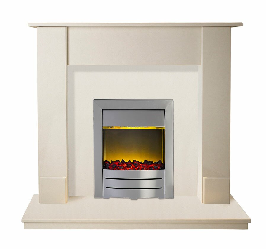 The Maine Fireplace in Beige Stone, 48 Inch Fireplace World