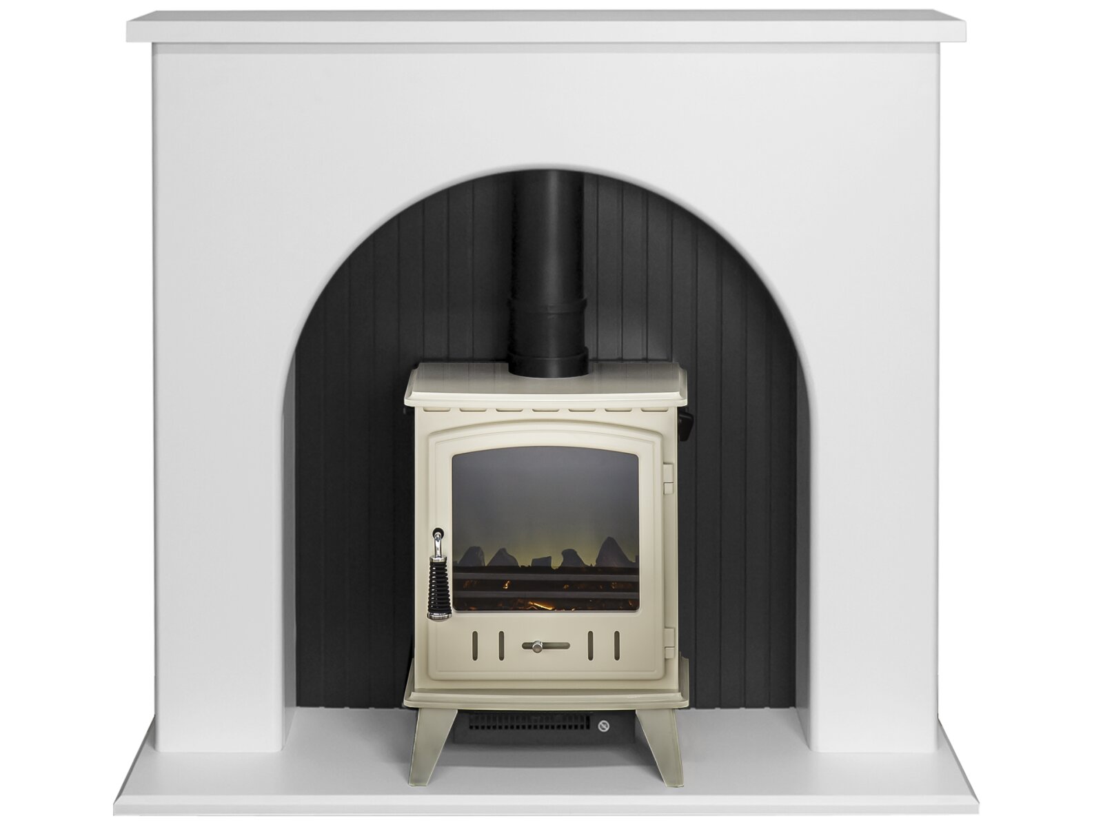 Adam Kirkham Stove Suite in Pure White with Aviemore Electric Stove in