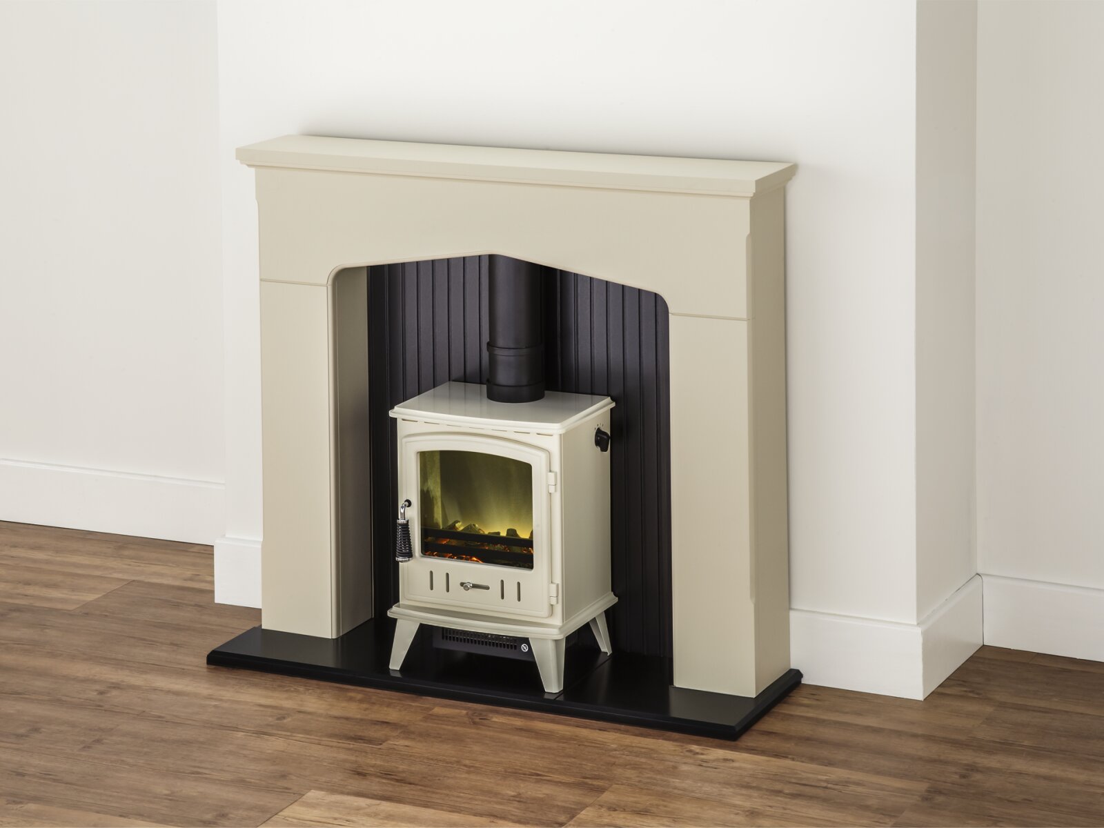 Adam Ludlow Stove Suite in Stone Effect with Aviemore Electric Stove in