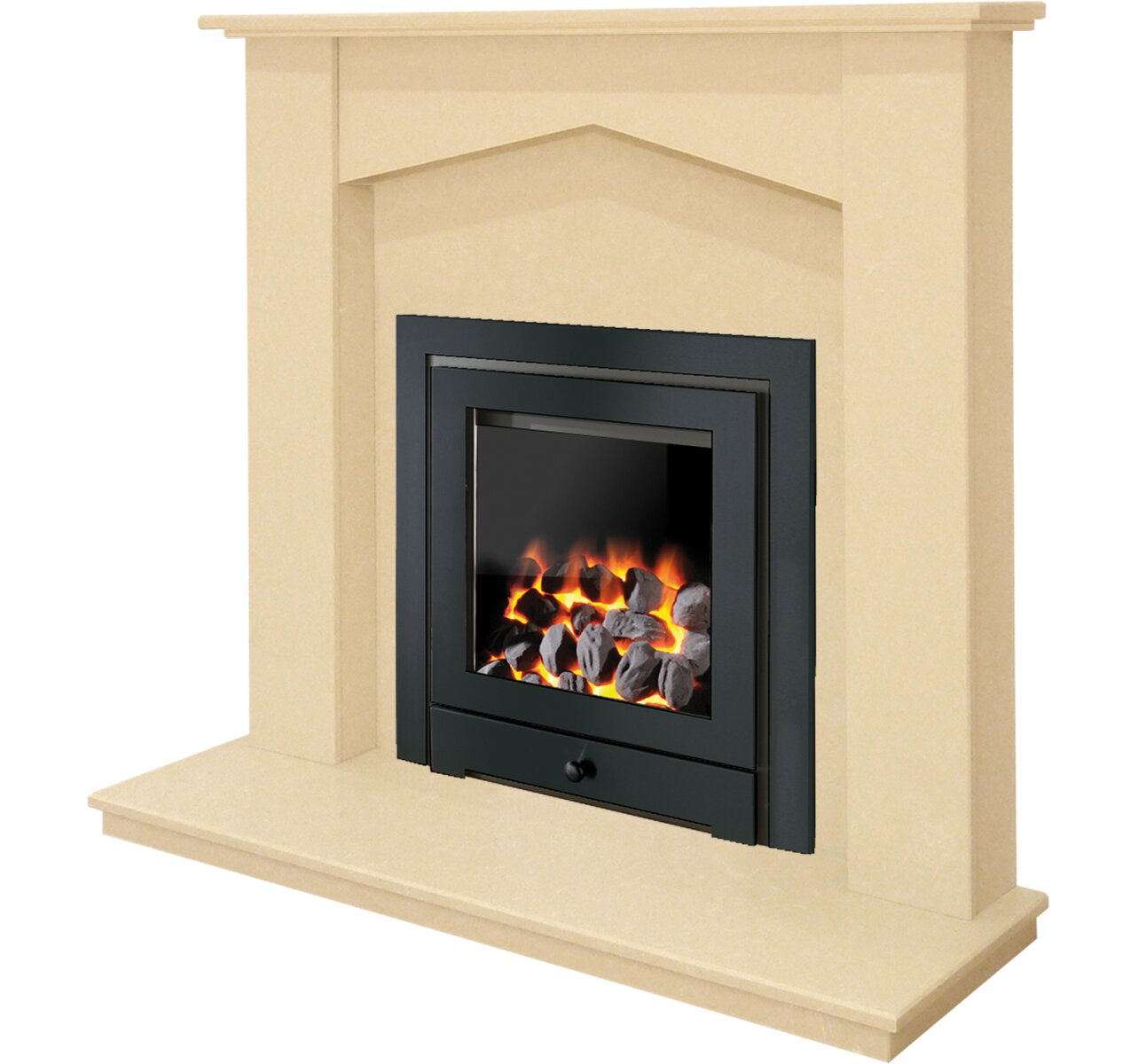 The Fireplace in Beige Stone with Montana Royale Gas Fire in