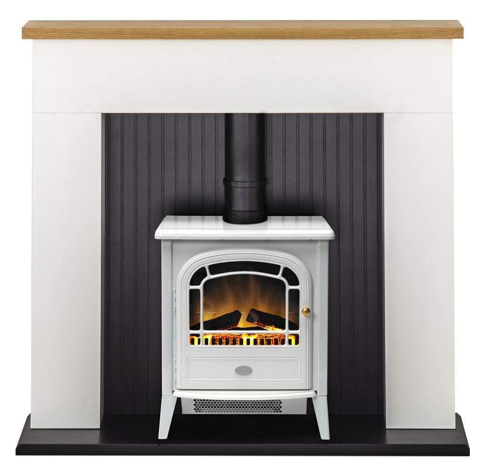 Adam Innsbruck Stove Suite in Pure White with Courchevel Electric Stove