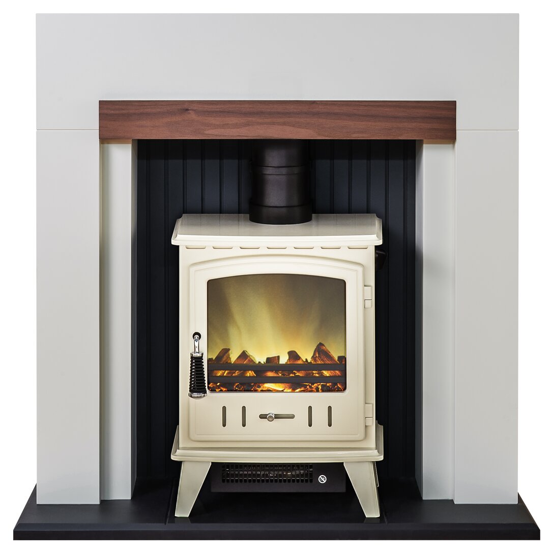 Adam Salzburg Stove Suite in Cream with Aviemore Electric Stove in Cream, 39 Inch Fireplace World