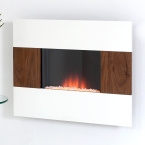 Nexus in White and Walnut Wall Mounted Electric Fire