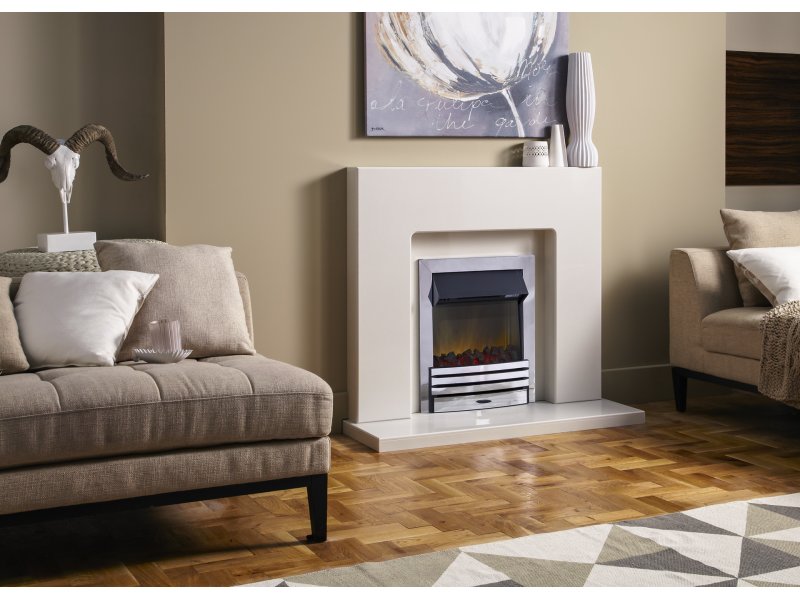 The Adam Solitaire fireplace in Sparkly White
