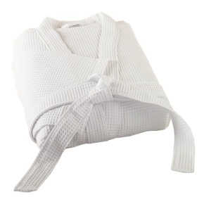 Bathrobes Waffle Kimono, White (Case Qty 10) - Click to enlarge