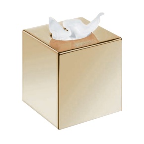 Cube Tissue Box Cover, Gold Finish (Case Qty 6) - Click to enlarge