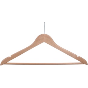 Guest Hangers with Trouser Bar, Security Pin, Beech Wood (Case Qty 40) - Click to enlarge