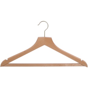 Deluxe Guest Hangers with Trouser Bar, Hook, Beech Wood (Case Qty 40) - Click to enlarge