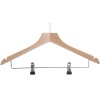 Ladies Deluxe Guest Hanger with Trouser Bar and Skirt Clips, Security Pin, Beech Wood (Case Qty 40)