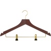 Ladies Deluxe Guest Hangers with Trouser Bar and Skirt Clips, Hook, Mahogany (Case Qty 40)