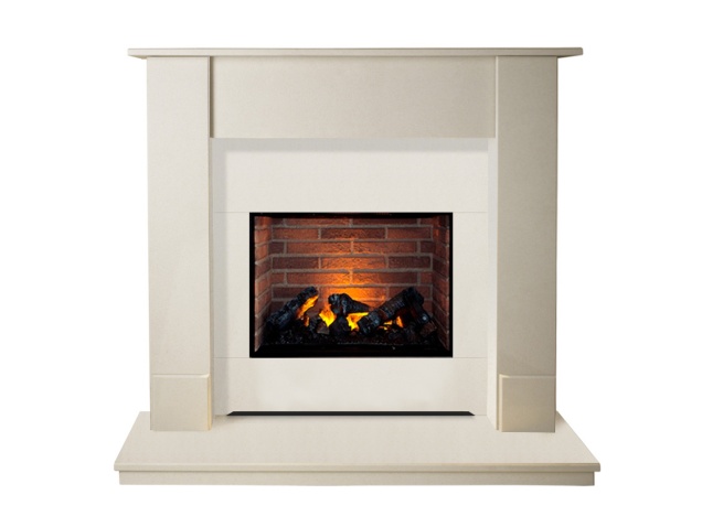 The Maine Fireplace Suite in Beige Stone with Dimplex Optimyst Insert