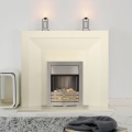 Genoa All Ivory Electric Fireplace Suite with Adam Helios Electric Fire