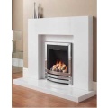 Aurora Solitaire Marble Fireplace in China White