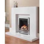 Aurora Solitaire Marble Fireplace in China White