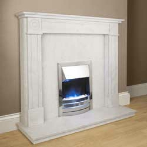 Aurora Regent Marble Fireplace in Natural White